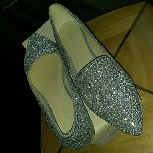 BCBG Eneration Silver Sparkly Loafers